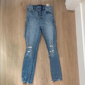 Abercrombie & Fitch High Rise Distressed Blue Jeans